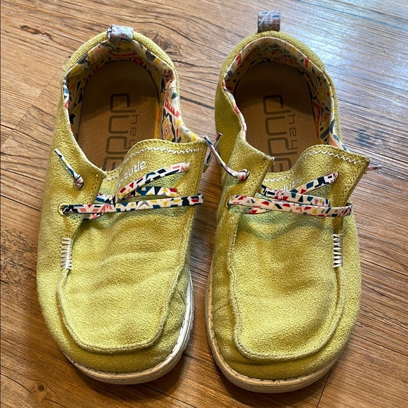 Hey Dude Shoes - Hey Dude Green Loafers with Moccasin Toe and Slip-On Design